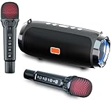 Karaoke Machine for Adult Kids, Portable Bluetooth Speaker with 2 Wireless Microphones, Singing Karaoke Player for Birthday Gift Party Family Supports TWS/Bluetooth/TF/AUX/USB