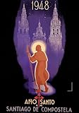 KUSTOM ART Póster decorativo de pared Serie carteles Eventos España Camino Santiago de Compostela 1948 Año Santo Impresión sobre papel patinata 42 x 30 cm sin marco