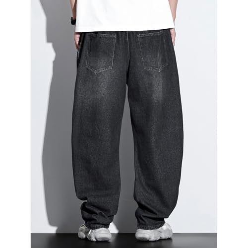 Men's Plus Size Baggy Jeans Elastic Waisted Oversized Barrel Denim Pants Street Loose Denim Sweatpants 2XL-6XL3
