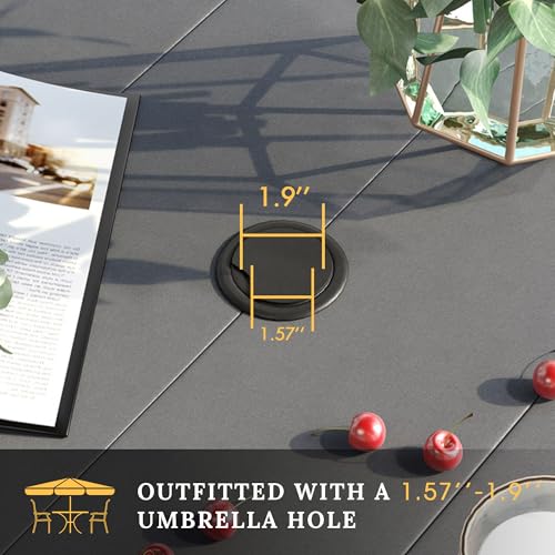 Image of VICLLAX Patio Dining Set for 4, All Weather 5-Piece Patio Set-40.2 inch Square Outdoor Table and 4 Stackable Chairs for Lawn Garden and Backyard,Grey Tabletop
