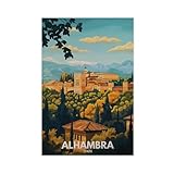 Alhambra Spanien Reiseposter auf Leinwand, Schlafzimmer, 