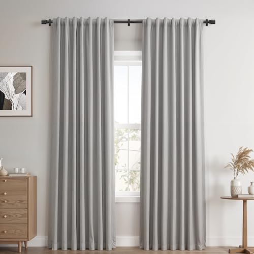 Black Aluminium Curtain Rods for Windows,1 Inch Adjustable Curtain Rod 32-45,Heavy Duty Drapery Rods with Thicken Bracket,Decorative Modern Single Rod with Aluminium Finials by Pucscsrg - Used condition - Image 5