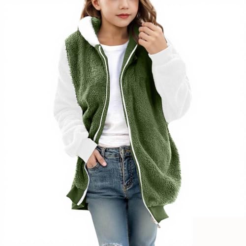 Girls Fleece Sweater Full Zip Shepra Sweatshirts Jacket Warm Winter Fuzzy Hoodies with Pockets Cozy Fluffy Outerwear