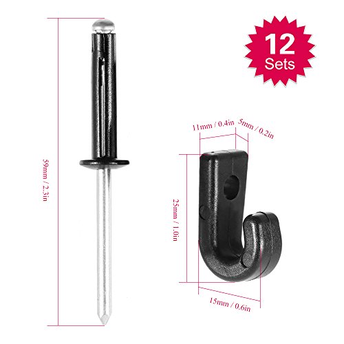 Gancho, Andoer 12 PCS J Hooks Ganchos de amarração Ganchos elásticos com 12 rebites para acessórios