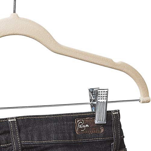 Home-It 10 Pack Clothes Hangers With Clips - Ivory Velvet Hangers For Skirt Hangers - Clothes Hanger - Pants Hangers - Ultra Thin No Slip #TOP3