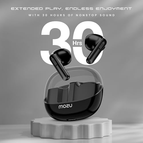 Image of MOZU Flexibuds Klear with ENC,Mems Mic,Game Mode,Low Latency Transparent Earbuds Bluetooth Headset (Shadow Black, True Wireless) (Space Black)