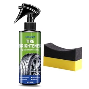 SHIELDOM Tire Shine Spray Car Tire Dressing Tire Wet Black Magic Tire Brightener Tyre Coating Shine for Tires With Applicator Pad High Gloss for Vehicles, Trucks, Rvs, Motorcycles, Bikes – 3.4oz/100ml