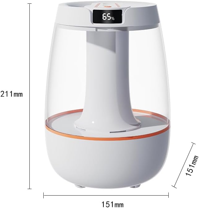 Miniatura 7 de Humidificador para dormitorio, humidificador de niebla fría de 3 litros, humidificación silenciosa de doble boquilla con una luz nocturna relajante.