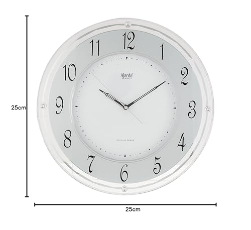 Image of Ajanta Luxury White Wall Clock 1917-13.6 Inch - Elegant Silent Sweep Quiet Mechanism - Modern Minimalist Home Decor
