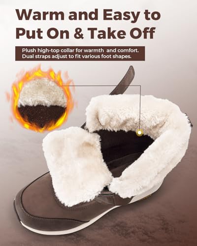 FitVille Mens Extra Wide Width Waterproof Snow Boots, Fur Lined Winter Boots Non-slip Walking Shoes for Outdoor Hiking, Warm and Cosy X-Wide 11.5 UK Cacao - Image 5