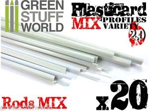 Green Stuff World ABS Plasticard - Profile - 20x Rods Variety Pack 9200