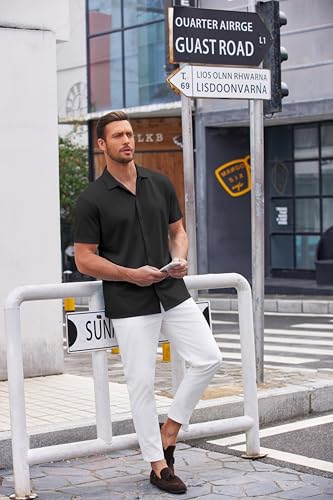 COOFANDY Mens Casual Button Down Shirt Short Sleeve Wrinkle Free Shirts Summer Shirt4
