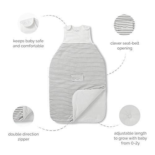 MORI Baby Clever Sleeping Bag in Grey - Unisex Toddler Organic Cotton and Bamboo Fabric - 0.5 Tog Ideal for Warm Weather - One Size - Image 4