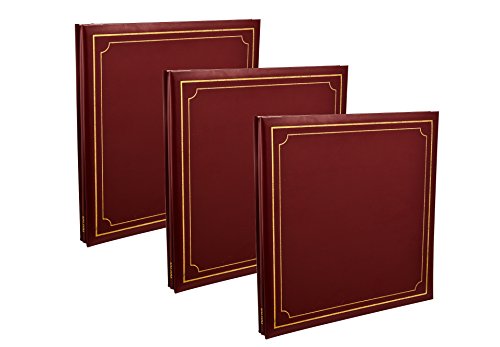 Arpan 3 x Extra - Large 32x26cm Self Adhesive Photo Album Totaling 72/Sheets 144/Sides Padded Leather Cover Post bound (Red/Burgundy)