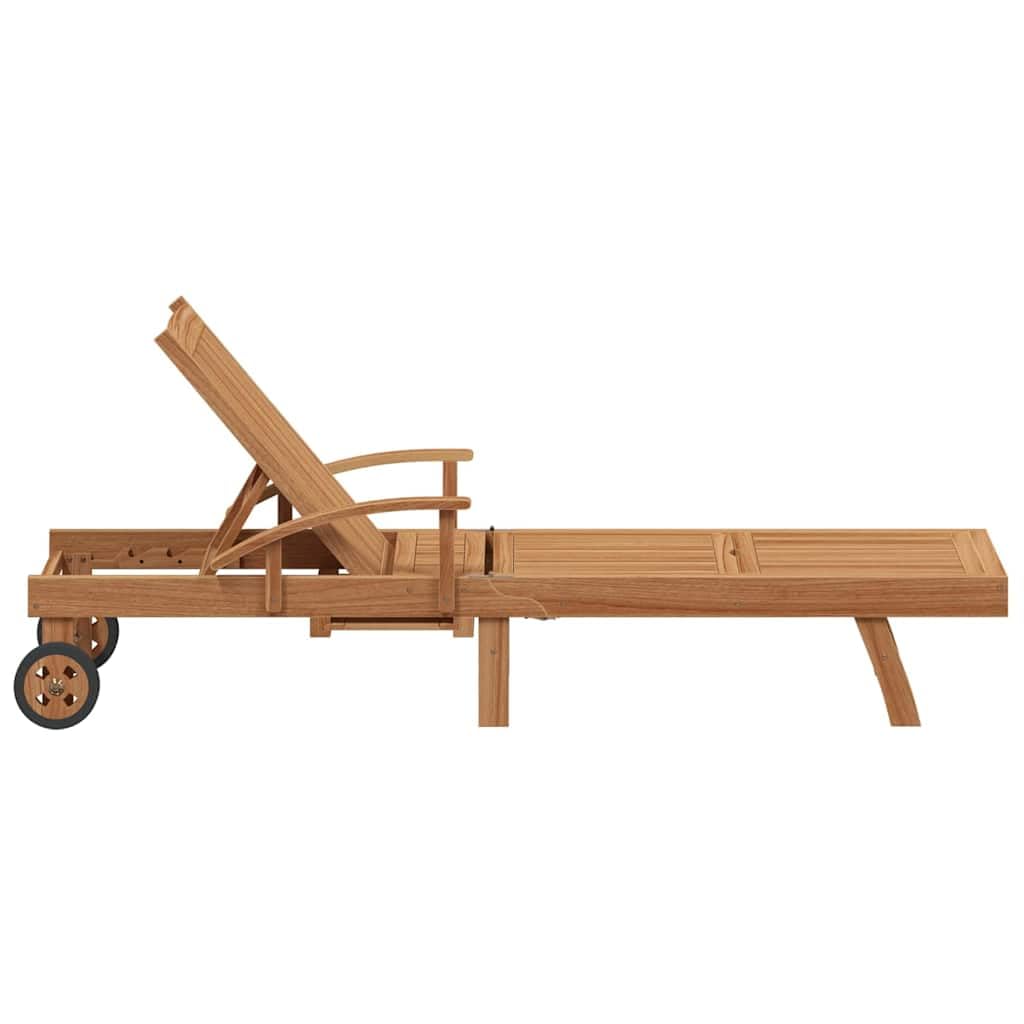 vidaXL Chaise Longue Marron 195 x 59 x 78,5 cm Bois de Teck Massif, Chaise Longue extérieure élégante, Fauteuil en Teck réglable, mobilier de Jardin Confortable, résistant aux intempéries