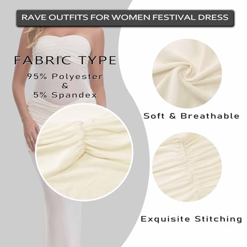 Image of Sexy Sheer Mesh Dresses for Women See Through Maxi Dress Strapless Tube Top Night Party