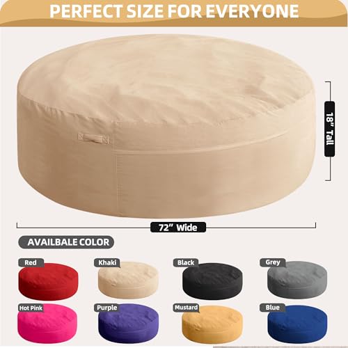 Image of HABUTWAY XX-Large Bean Bag Chair: Giant 7' Memory Foam Furniture Bean Bag Chairs for Adults with Microfiber Cover 7Ft (Khaki)