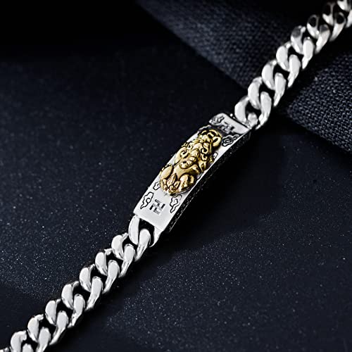 Cekama Fashion Men's 925 Sterling Silver Bracelet Cuban Link Curb Chain Bracelet Solid Thick Large Link Bracelet For Men & Boys Jewelry Gift 8 Inches #TOP2