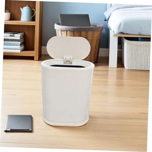 Bac à déchets compact avec couvercle pressable anti-odeur salon - 6
