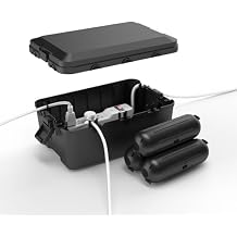 PLUGTUL Large Outdoor Electrical Box Waterproof, 4 Pack, Outdoor Extension Cord Cover, Protect Power Strip, Outdoor Timer Outlet, Extension Cord, Black