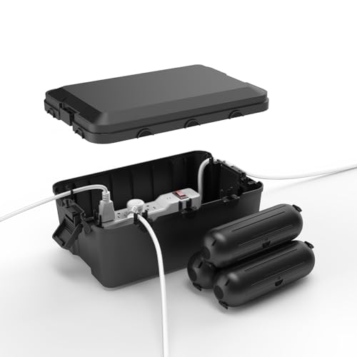 PLUGTUL Large Outdoor Electrical Box Waterproof, 4 Pack, Outdoor Extension Cord Cover, Protect Power Strip, Outdoor Timer Outlet, Extension Cord, Black by PLUGTUL - Used condition - US$18.52