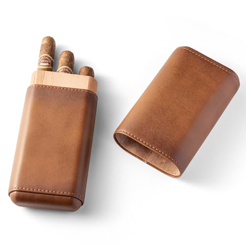 Woodronic Cigar Case, Premium Brown Genuine...