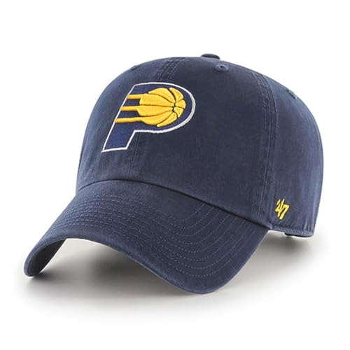 47 Brand NBA Unisex Basketball Team Color Home Primary Logo Clean Up Adjustable Cap Dad Hat Adult One Size Fits All - Indiana Pacers - Navy