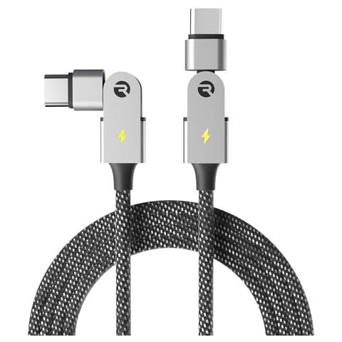 Raycon Magic Spin Cable - 6.6 Feet 100W Fast Charging Type C to Type C Cable for iPhone 16, Samsung Galaxy S24, Google Pixel 7, OnePlus 11, iPad Pro, MacBook Air, and All Type C Devices - Black Cover