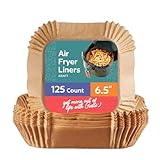 GUSTO [6.5 Inch - 125 Count] Square Air Fryer Liners Disposable - Non-Stick, Oil & Water Resistant Parchment Paper - Fits 2-5 QT Square Air Fryers, Ovens & More (Formerly Comfy Package)