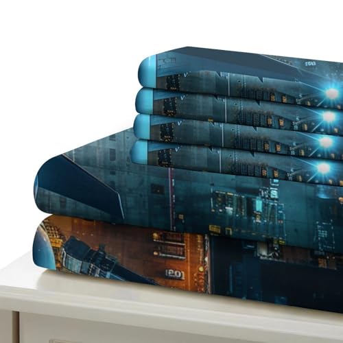 Housse de couette avion 3D parure de lit 3 pièces en microfibre 200x200cm avec taies