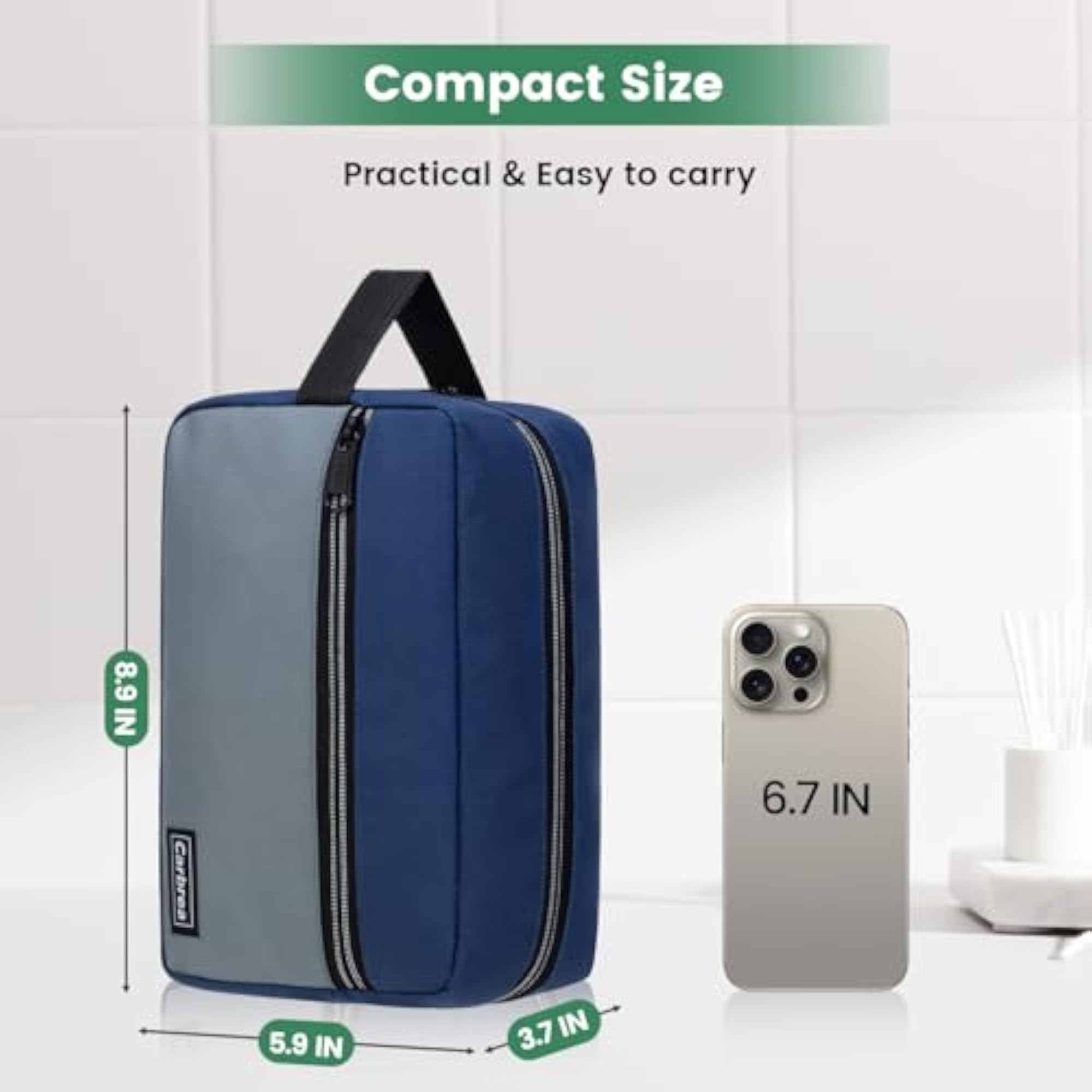 Small Travel Toiletry Bag, Navy Blue