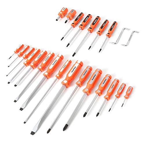 GreatNeck 73777 24-PC Screwdriver Set, Phillips, Slotted, TORX, and Offset Drivers, Chrome Vanadium Steel Shaft Screwdrivers, Magnetized Tip Screw Drivers, Acetate Handles