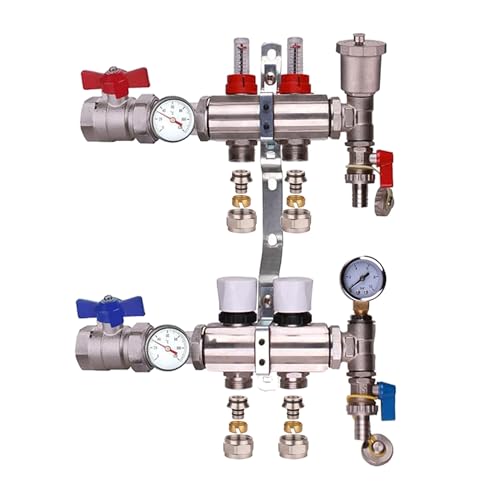 Kudos-Trading - 2 Port Underfloor Heating Manifold: Efficient Heating Solution for Your Home Save Energy Sturdy Design Easy Installation Suitable for Water-Based Radiant Floor Heating Systems.