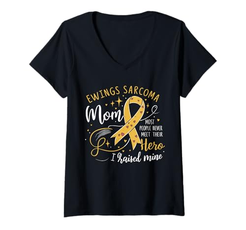 Mujer Ewings Sarcoma Mom Hero I Raised Mine Cancer Awareness Camiseta Cuello V