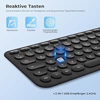 cimetech Kabellose Tastatur, Ultraslim Deutsches QWERTZ Layout wiederaufladbare USB Anschluss 2,4 GHz Kabellos Tastatur mit Multimedia-Tasten, Kompatibel mit PC, Computer, Notebook, Laptop, Windows – Ansicht 4
