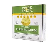 Pride Of India - Mung Bean Plain Papadum Lentil Crisp, 10 count (3.53oz - 100gm) - Plant Based Protein Snack, Gluten-Free Vegan Crackers, Healthy Bean Chips, Traditional Handmade Indian Low Carb Food