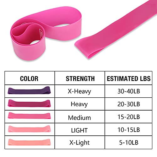 Hygj Resistance Bands, Exercise Bands Set With Instruction Guide & Carry Bag, Strength Workout Bands For Fitness Home Gym 5 Pack (Pink) #TOP3