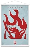WNBA Portland Fire - Logo 26 Wall Poster with Magnetic Frame, 34L" x 22.4W", Premium Print and White Hanger Bundle