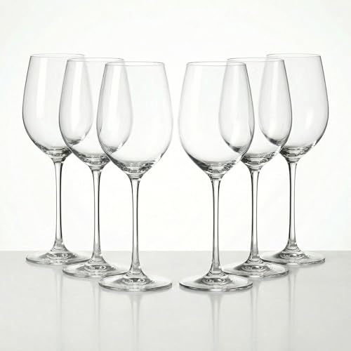Image of Ash & Roh - Ideal for White or Red Wine Party, Whisky Wine, Clear Glass, 300 ml, Wine Glass (Pack of 6)