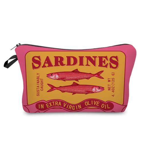 Livel lhood Sardines Makeup Bag Cute Small Organizer Zipper Pouch Canned Sardines Cosmetic Bag Birthday Present for Women Friends