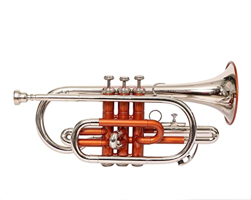 Sound Saga Cornet 3 Valve, Bb Pitch, Premium Quality Including Mouthpiece And Carry Case. (Orange Nickel) #TOP2