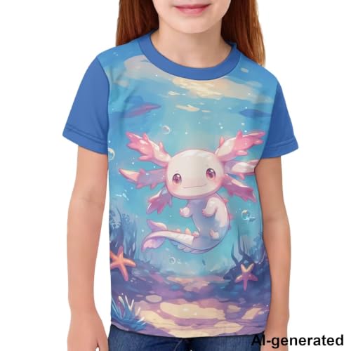 Image of Novelty 3D Graphic T Shirts for Kids Crew Neck Funny Animal Print Short Sleeve Girls Tshirts 3-16 Years