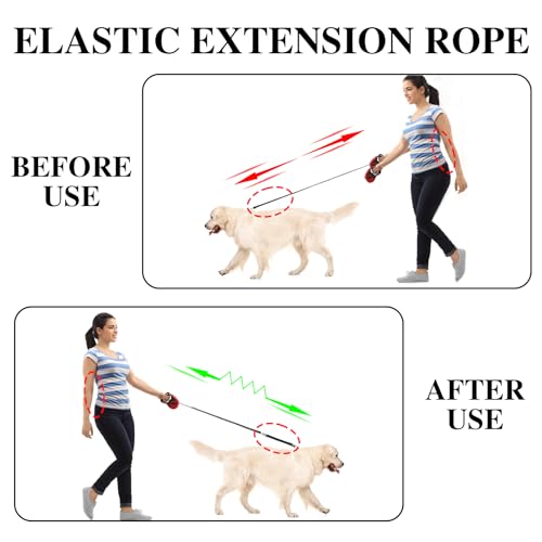 Hundeleine Ruckdämpfer,Elastisch Hund klein Bungee Leinenverlängerung,Leine für Jede Hundeleine,Elastische Einstellbar Hundetrainingsleine Leine für Mittelgroße und Große Hunde Schwarz