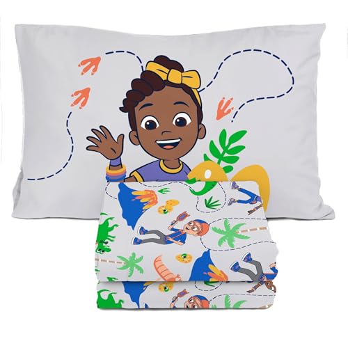 Image of Sunny Side Up Kids Sheet Set Includes Sheets and Pillow Cover - 100% Microfiber Bedding and Room Decor, Gray - Blippi, 3 Piece Twin