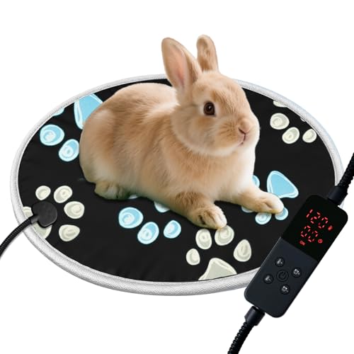 furrybaby Pet Heating Pad, Waterproof Dog Heating Pad Mat for Cat with Durable Anti-Bite Tube Indoor for Puppies Dogs Cats (1 Pack Black, Round 12in,