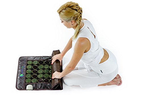 Healthyline Far Infrared Light Electric Heating Pad For Pain Relief - 50 Pieces Natural Jade And Tourmaline Gemstones - Negative Ions, Flexible Mat - Fsa Or Hsa Eligible #TOP3