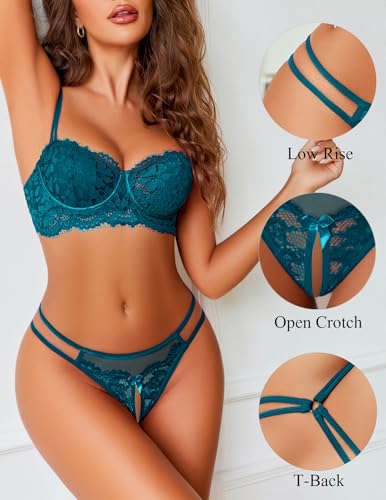 Image of Avidlove Women Lace Panties Floral Lace Briefs Mesh Hollow Out G-String Thongs T-back Underwear 1-4 Pack