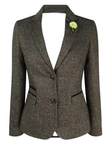 Blazer à chevrons pour femme Kromoc avec veste de costume chic à deux boutons