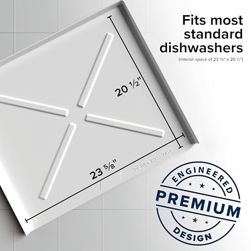 Camco Camper/RV Dishwasher Drain Pan | Features a Heavy-Duty Polymer Construction | Designed for Water to Flow toward the Front of the Dishwasher | Outer Measurements 24-inches x 20.5-inches (20600)