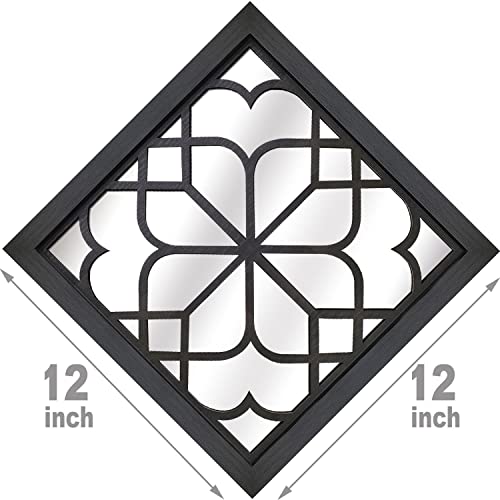 Wocred 2 Pcs Square  Wall Mirror,Gorgeous Rustic Farmhouse Accent Mirror,Black Entry Mirror For Bathroom Renovation,Bedrooms,Living Rooms And More(12”X12”) #TOP6